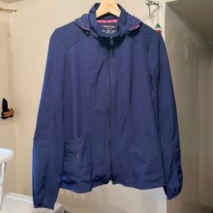 Navy blue heartsoul Medium hooded scrub jacket